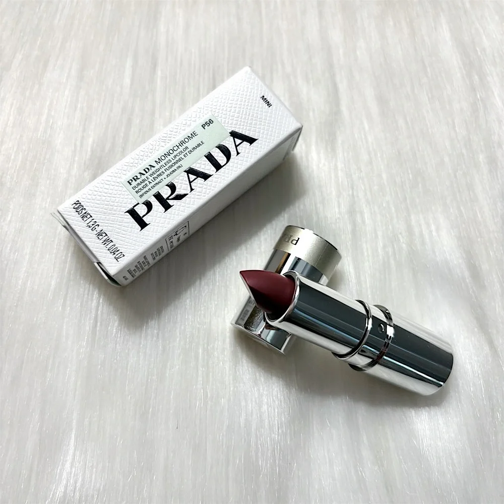 Prada🤍 Monochrome Hyper Matte Mini Lipstick P56 Notte Deep Berry NIB